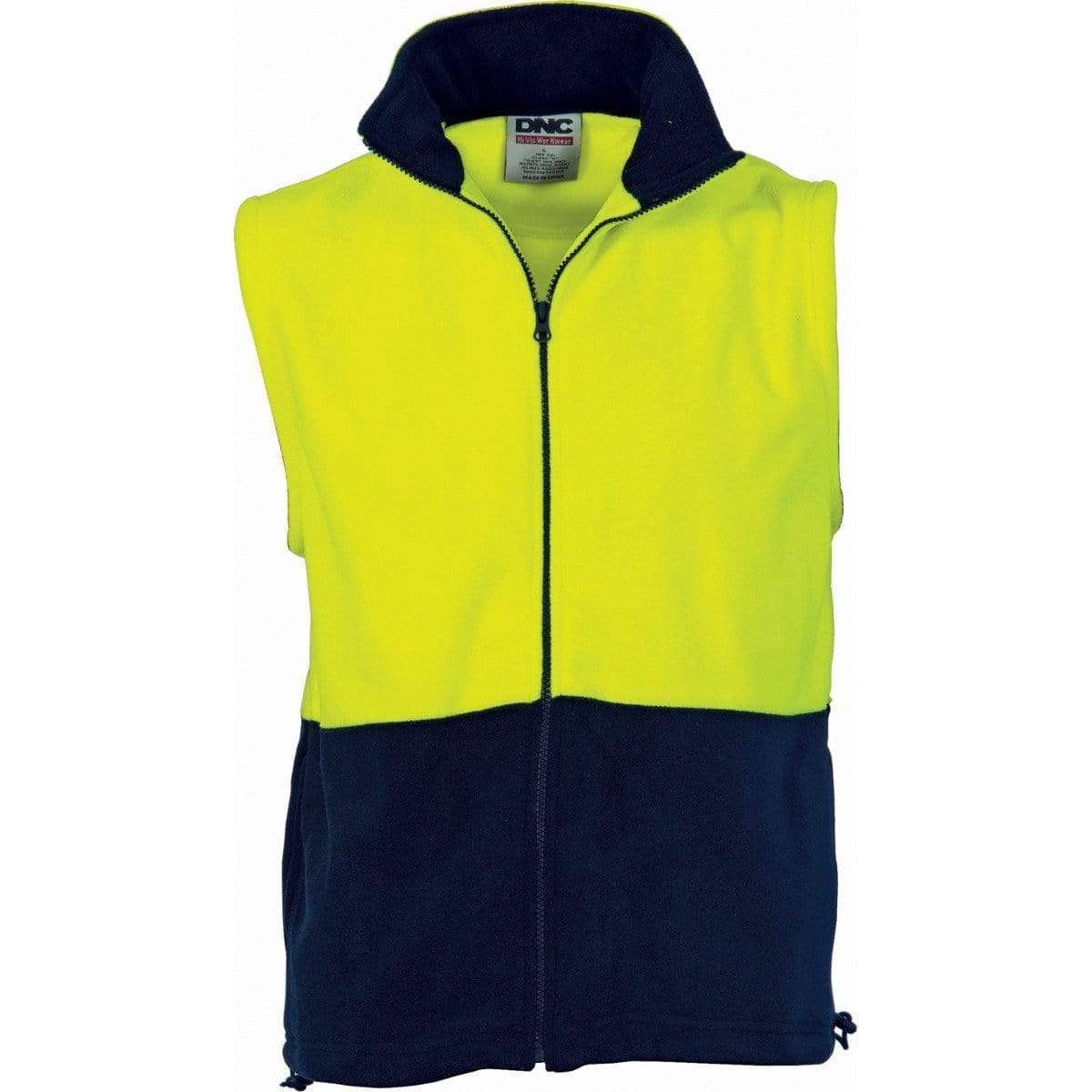 Dnc Workwear Hi-vis Two Tone Full Zip Polar Fleece Vest - 3828 Work Wear DNC Workwear Yellow/Navy XS 