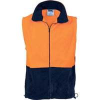 Dnc Workwear Hi-vis Two Tone Full Zip Polar Fleece Vest - 3828 Work Wear DNC Workwear Orange/Navy XS 