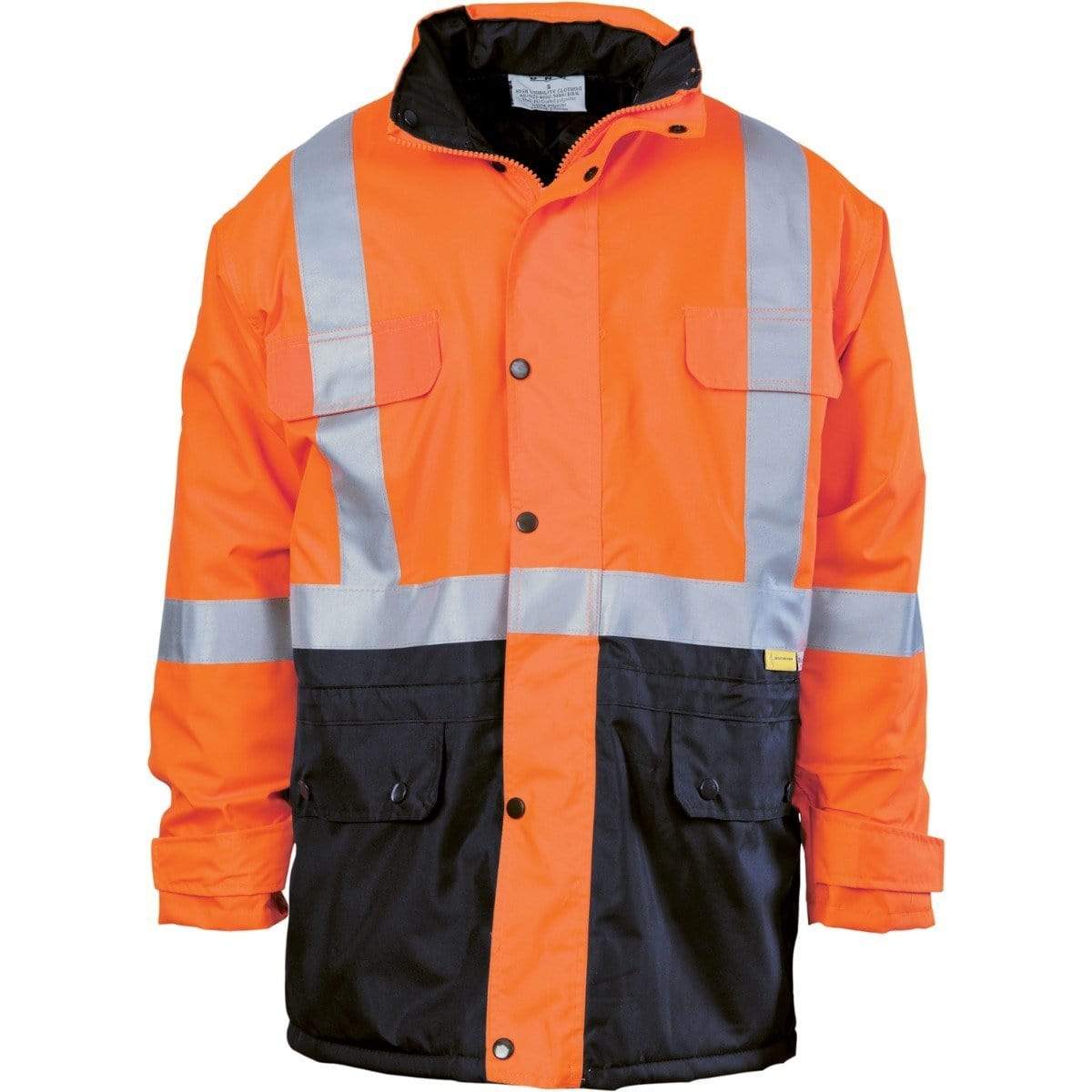 Dnc Workwear Hi-vis Two-tone Quilted Jacket With 3m Reflective Tape - 3863 Work Wear DNC Workwear Orange/Navy S 