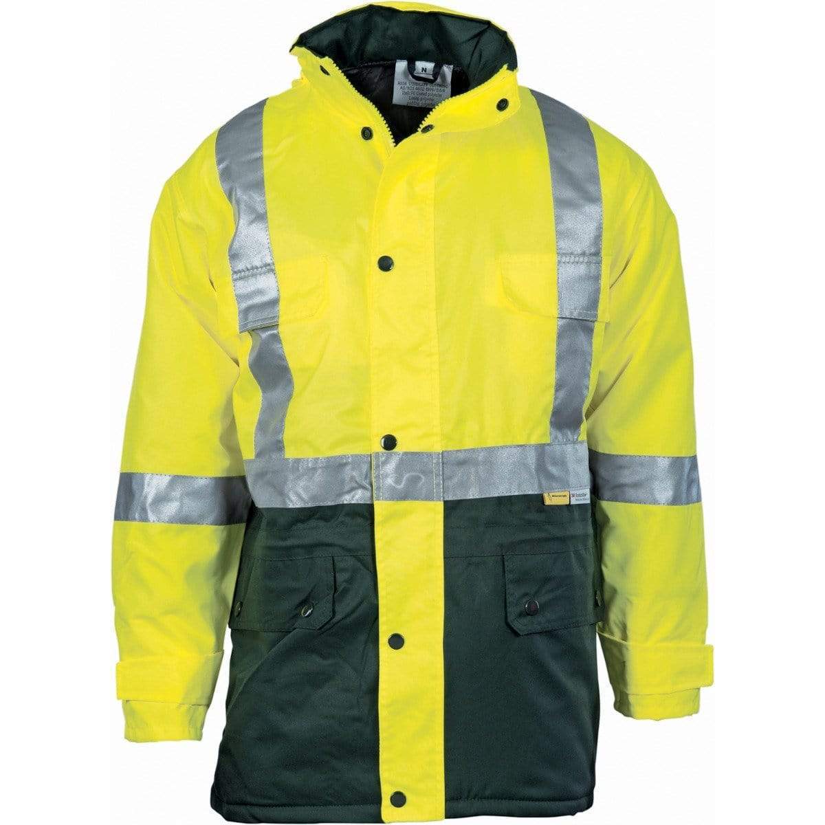 Dnc Workwear Hi-vis Two-tone Quilted Jacket With 3m Reflective Tape - 3863 Work Wear DNC Workwear Yellow/Bottle Green S 