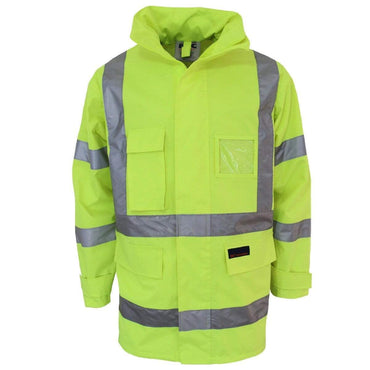 Dnc Workwear Hi-vis "X" Back Rain Jacket Bio-motion Tape - 3996 Work Wear DNC Workwear Yellow XS 