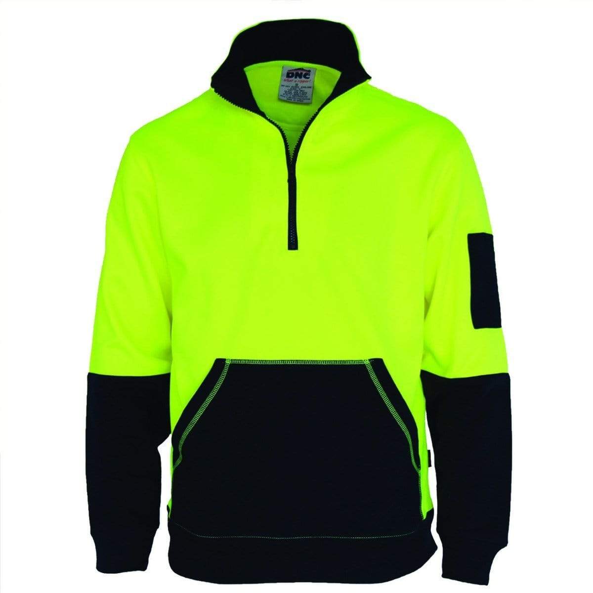 Dnc Workwear Hi-vis ½ Zip Super Fleecy - 3724 Work Wear DNC Workwear Yellow/Navy XS 