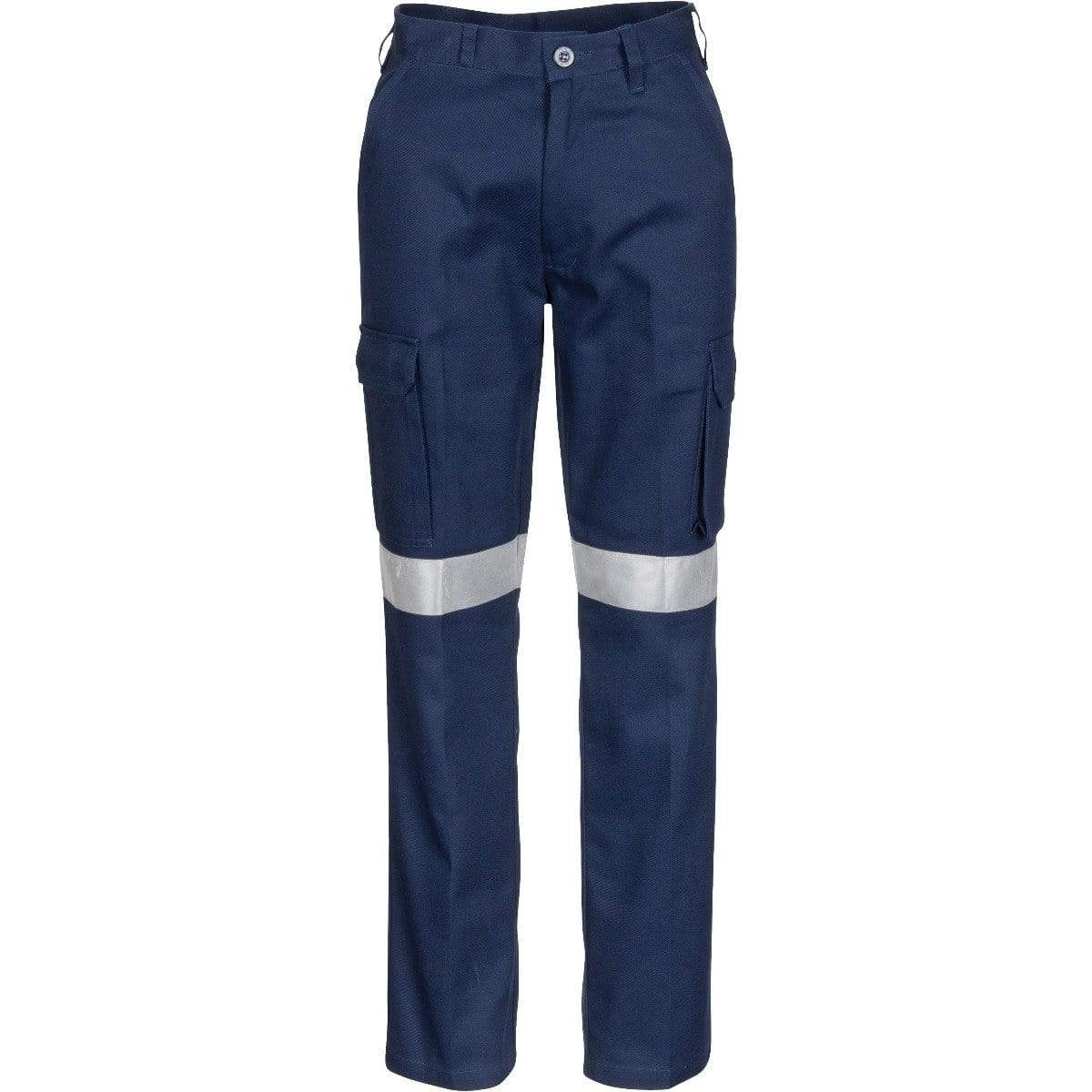 Dnc Workwear Ladies Cotton Drill Cargo Pants With 3m Reflective Tape - 3323 Work Wear DNC Workwear Navy 6 