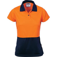 Dnc Workwear Ladies Hi-vis Two-tone Short Sleeve Polo - 3897 Work Wear DNC Workwear Orange/Navy 8 