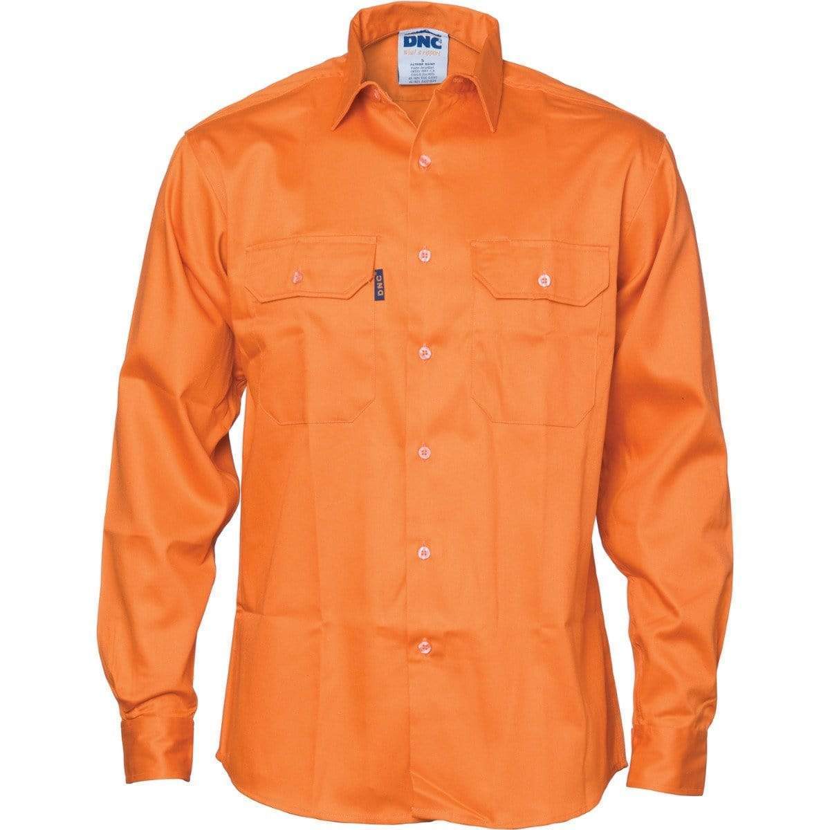 Dnc Workwear Patron Saint Flame Retardant Long Sleeve Drill Shirt - 3402 Work Wear DNC Workwear Orange S 