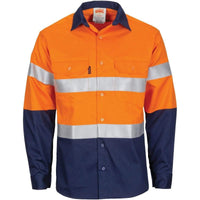 Dnc Workwear Patron Saint Flame Retardant Two-tone Long Sleeve Cotton Shirt With 3m Fr Tape - 3409 Work Wear DNC Workwear Orange/Navy XS 
