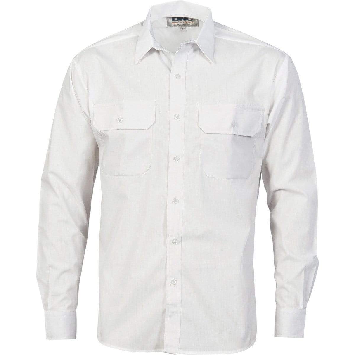 Dnc Workwear Polyester Cotton Long Sleeve Work Shirt - 3212 Work Wear DNC Workwear White XS 