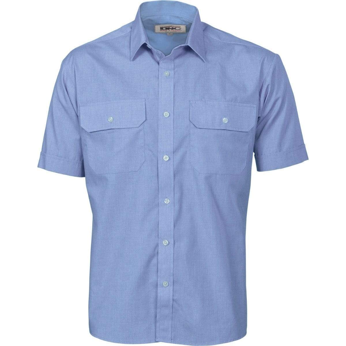 Dnc Workwear Polyester Cotton Short Sleeve Work Shirt - 3211 Work Wear DNC Workwear Chambray XS 