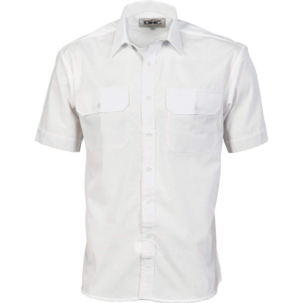 Dnc Workwear Polyester Cotton Short Sleeve Work Shirt - 3211 Work Wear DNC Workwear White XS 