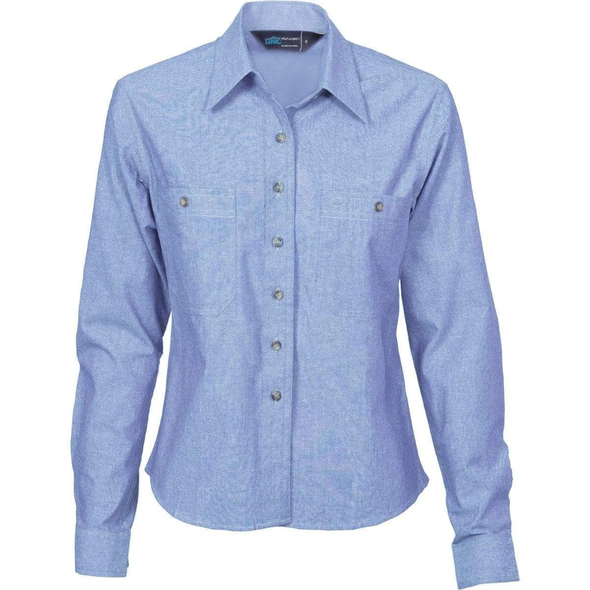 Dnc Workwear Women’s Cotton Chambray Shirt - Long Sleeve - 4106 Work Wear DNC Workwear Chambray 12 
