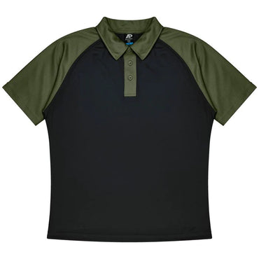 Aussie Pacific Manly Mens Polo 1318  Aussie Pacific BLACK/ARMY GREEN S 