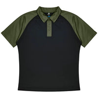 Aussie Pacific Manly Mens Polo 1318  Aussie Pacific BLACK/ARMY GREEN S 