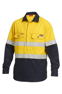 Hard Yakka FR Hi Vis Two Tone Taped Shirt Y04550 Work Wear Hard Yakka Yellow/Navy S 