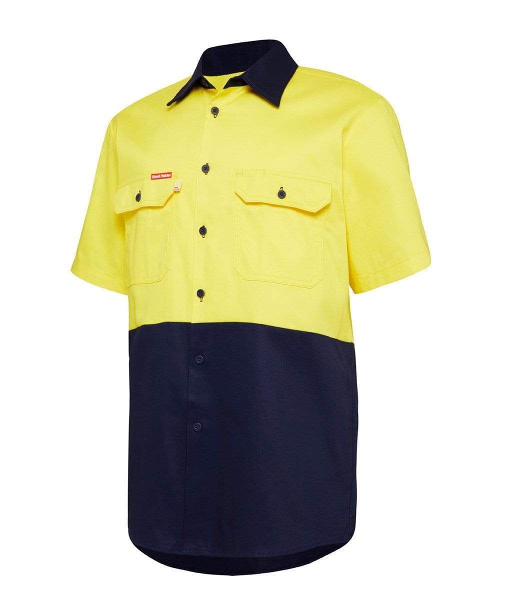 Hard Yakka Short Sleeve Hi Vis Shirt Y04620 Work Wear Hard Yakka Yellow/Navy (YNA) S 