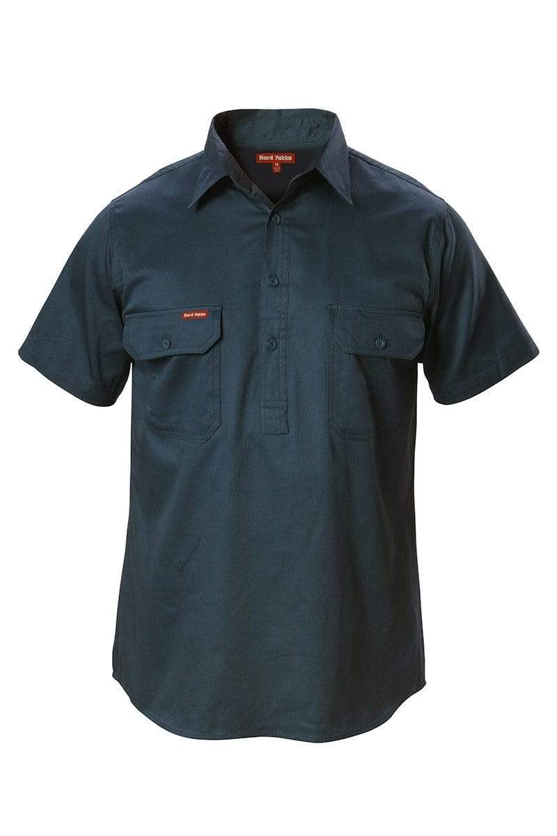 Hard Yakka Cotton Drill Shirt Closed Front Short Sleeve Y07540 Work Wear Hard Yakka Green (GRN) S 