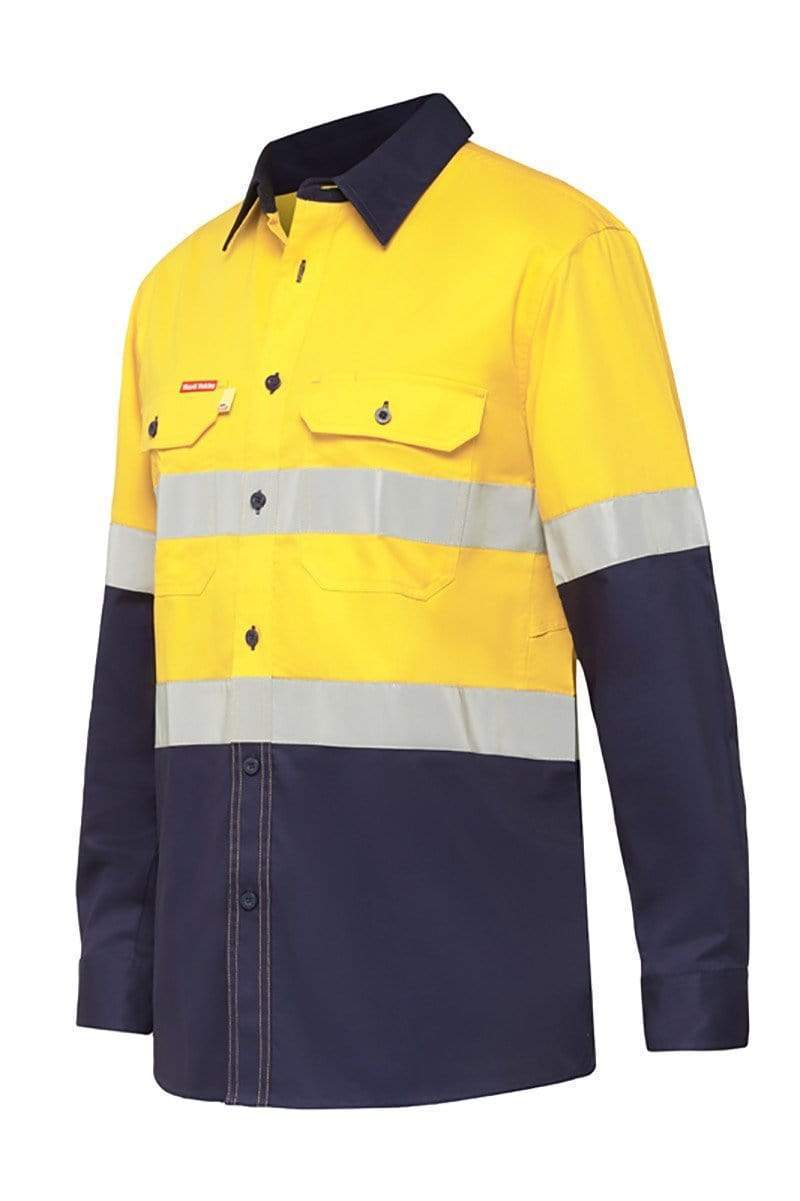Hard Yakka Koolgear Ventilated Taped Hi Vis Shirt Y07740 Work Wear Hard Yakka Yellow/Navy S 