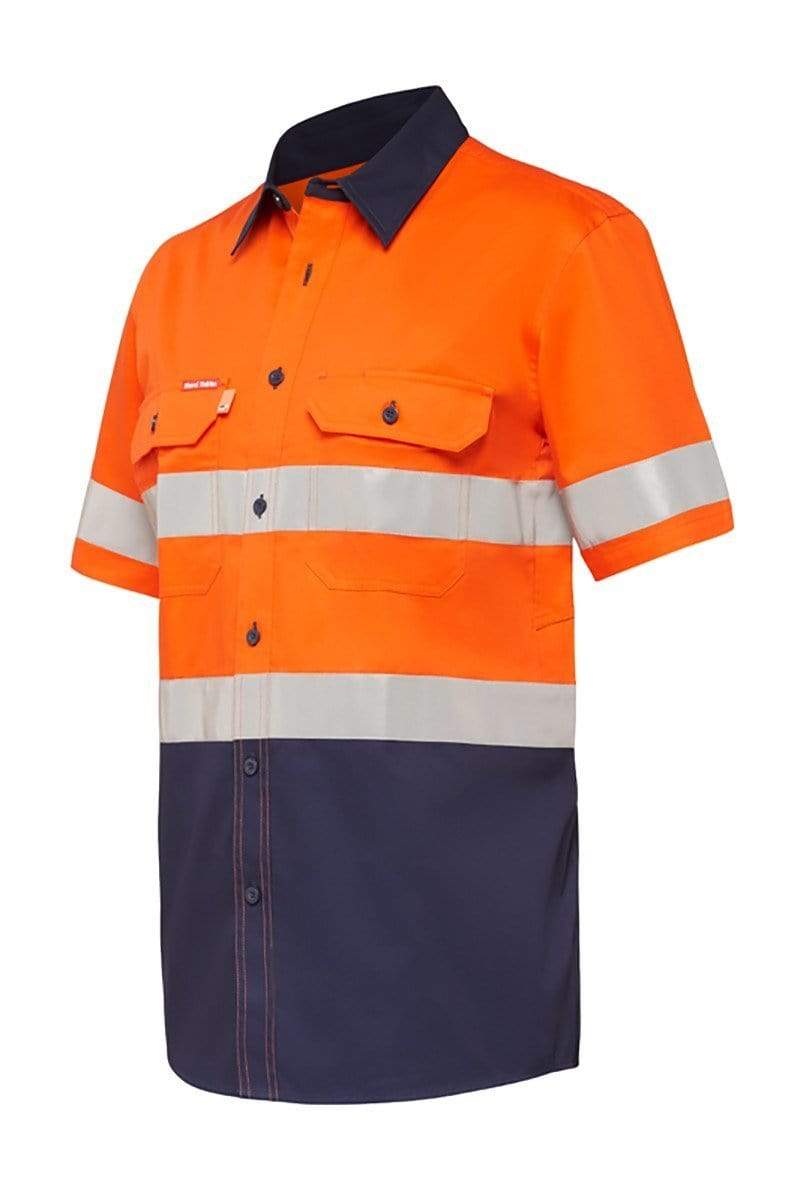 Hard Yakka Vented Taped Hi Vis Shirt Y07735 Work Wear Hard Yakka Orange/Navy S 