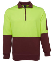 Jb's Wear Work Wear Lime/Maroon / S JB'S Hi-Vis 1/2 Zip Fleecy Sweatshirt 6HVFH