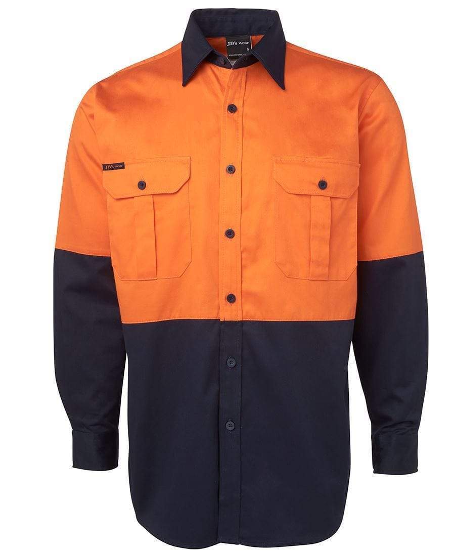 Jb's Wear Work Wear Orange/Navy / S JB'S Hi-Vis Long Sleeve Shirt 6HWL