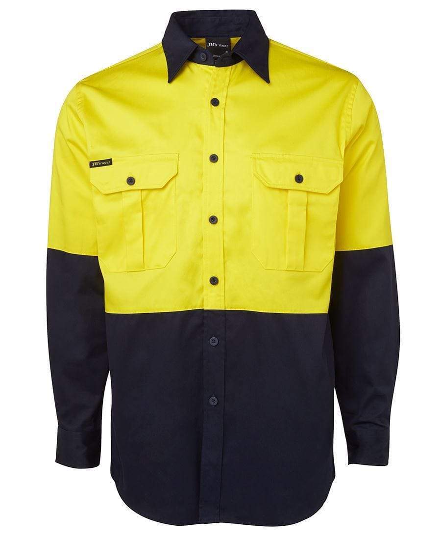Jb's Wear Work Wear Yellow/Navy / S JB'S Hi-Vis Long Sleeve Shirt 6HWL