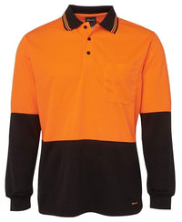 Jb's Wear Work Wear Orange/Black / XS JB'S Hi-Vis Long Sleeve Traditional Polo 6HVPL