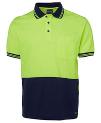 Jb's Wear Work Wear Lime/Navy / XS JB'S Hi-Vis Short Sleeve Cotton Back Polo 6HPS