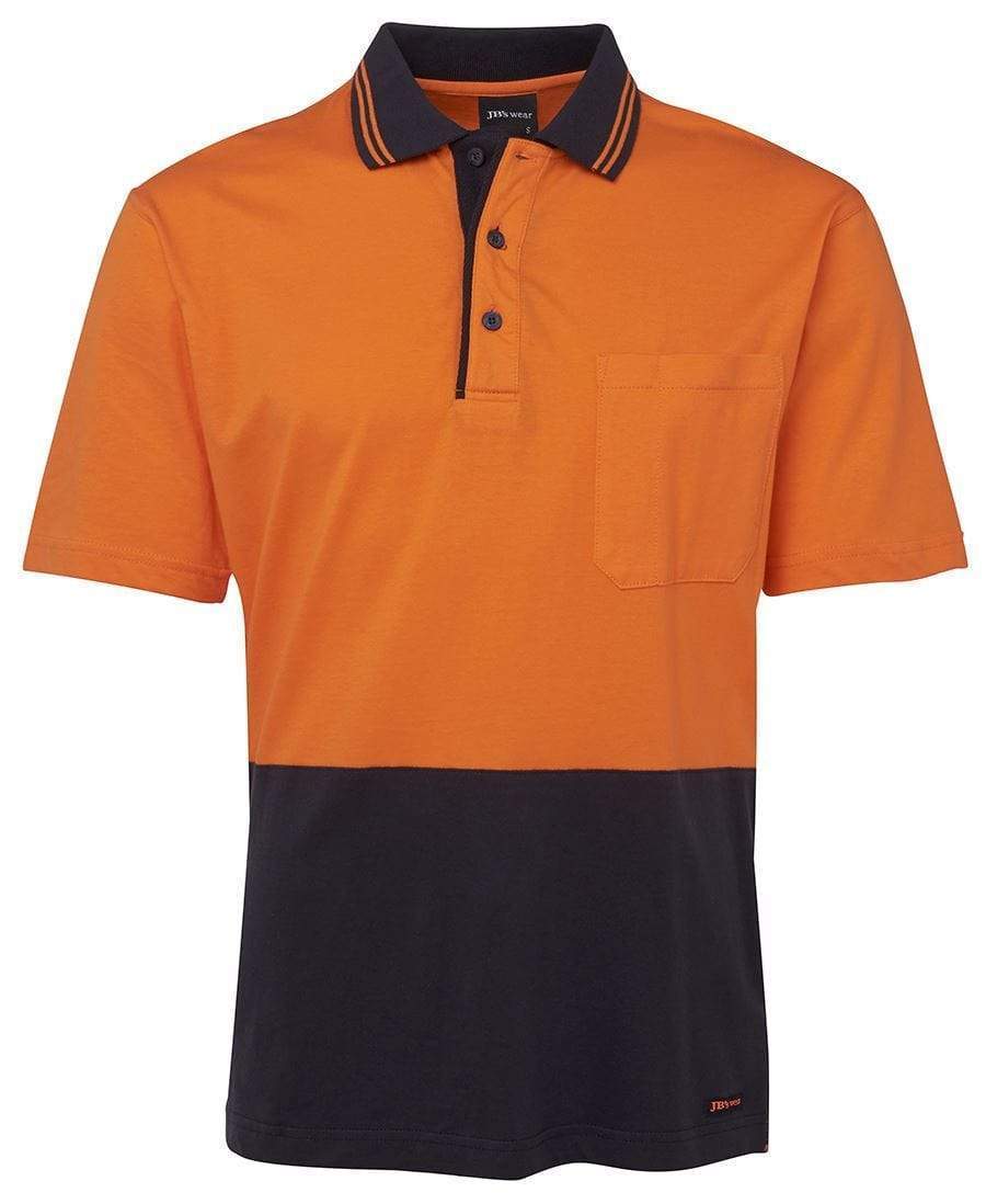 Jb's Wear Work Wear Orange/Navy / XS JB'S Hi-Vis Short Sleeve Cotton Polo 6CPHV