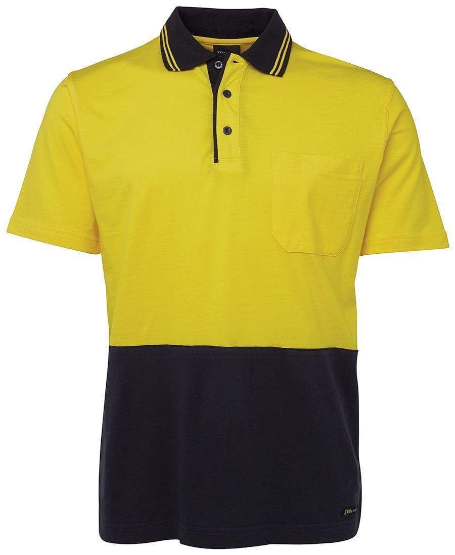 Jb's Wear Work Wear Yellow/Navy / XS JB'S Hi-Vis Short Sleeve Cotton Polo 6CPHV