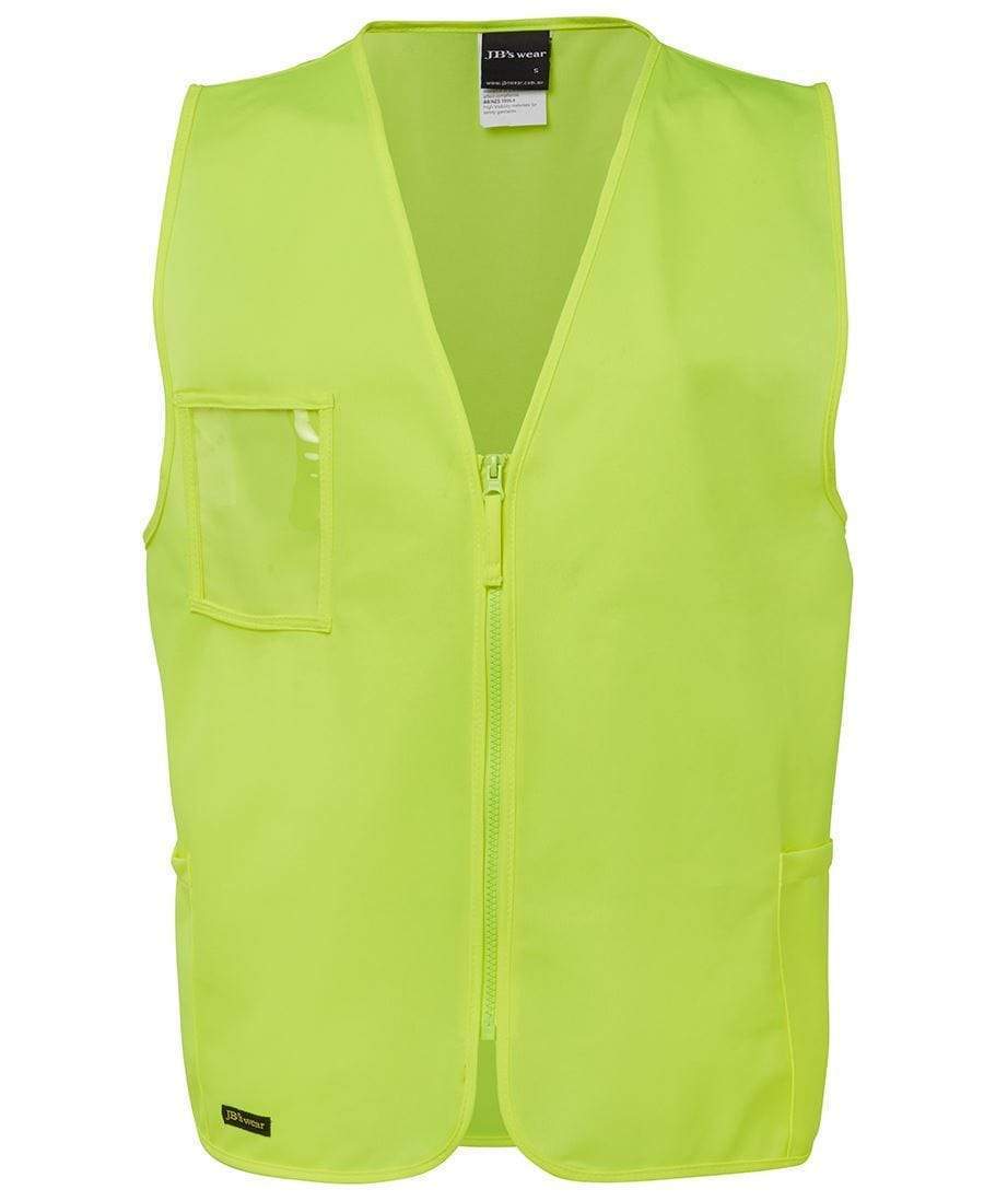 Jb's Wear Work Wear Lime / S JB'S Hi-Vis Zip Safety Vest 6HVSZ