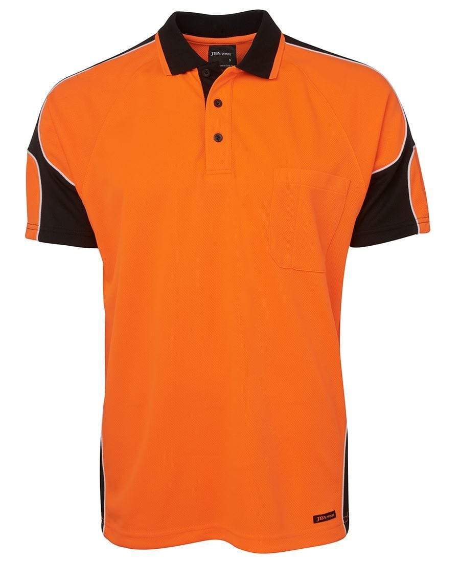 Jb's Wear Work Wear Orange/Black / XS JB'S Hi-Vis Short Sleeve Arm Panel Polo 6AP4S
