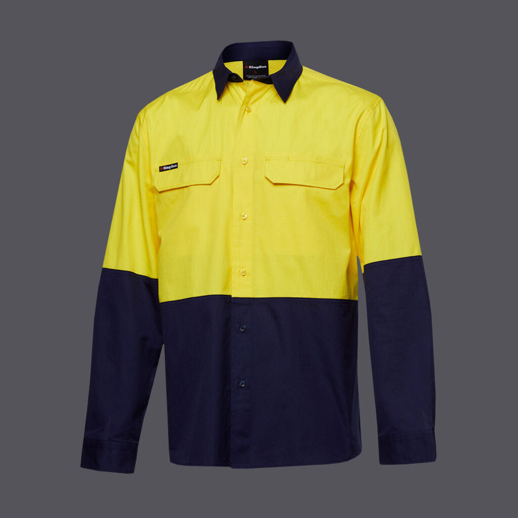 KingGee Workcool Pro Spliced Long Sleeve Work Shirt K54027  KingGee YELLOW/NAVY XS 