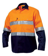 KingGee Hi-Vis Reflective Spliced Drill Long Sleeve Work Shirt K54315 Work Wear KingGee Orange/Navy S 