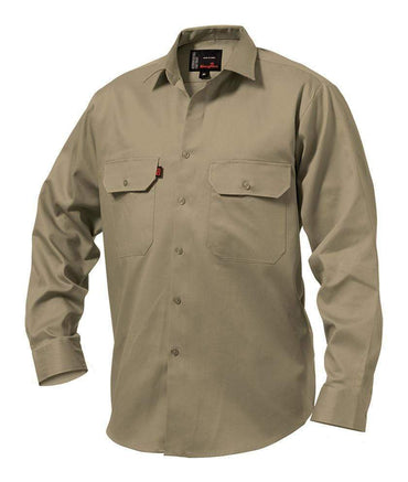 KingGee Open Front Long Sleeve Drill Work Shirt K04010 Work Wear KingGee Khaki 2XS 