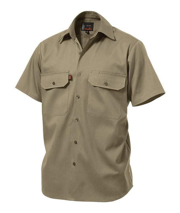 KingGee Open Front Short Sleeve Drill Work Shirt K04030 Work Wear KingGee Khaki 2XS 