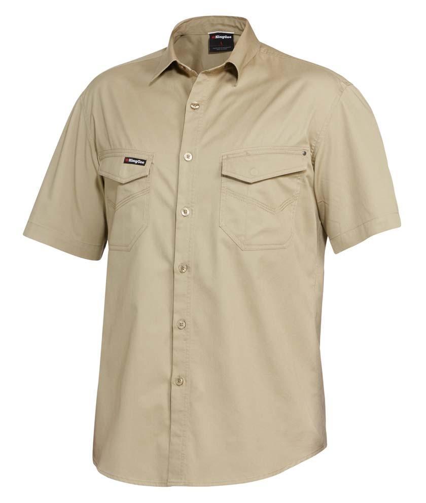 KingGee Tradies Short Sleeve Work Shirt K14355 Work Wear KingGee Khaki XS 