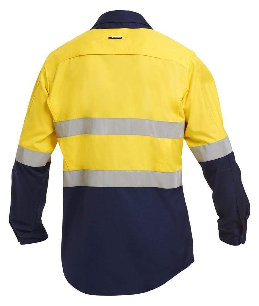 KingGee Workcool 2 Hi-Vis Reflective Spliced Work Shirt K54880 Work Wear KingGee Yellow/Navy 2XS 