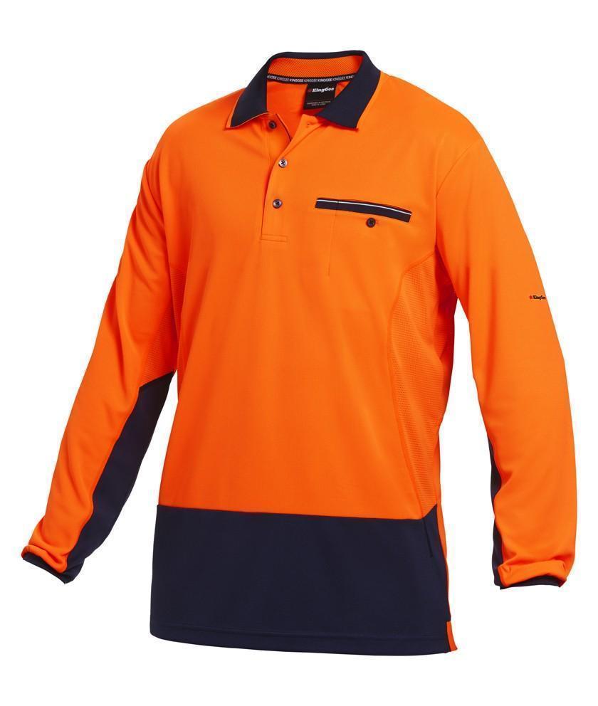 KingGee Workcool 2 Hyperfreeze Hi Vis Work Polo Shirt K54840 Work Wear KingGee Orange/Navy S 