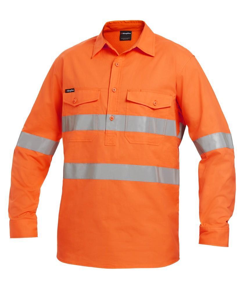 KingGee Workcool 2 Reflective Closed Front Work Shirt K54896 Work Wear KingGee Orange 2XS 