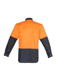 Syzmik Men’s Hi-Vis Spliced Industrial Shirt ZW122 Work Wear Syzmik Orange/Charcoal S 