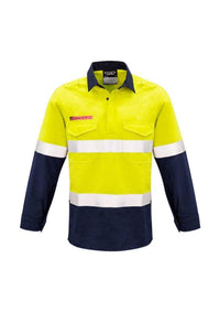 SYZMIK Men’s Closed Front Hoop Taped Spliced Shirt ZW133 Work Wear Syzmik Yellow/Navy S 
