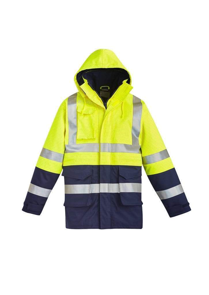 SYZMIK men's FR ARC rated anti-static waterproof jacket ZJ900 Work Wear Syzmik Yellow/Navy S 