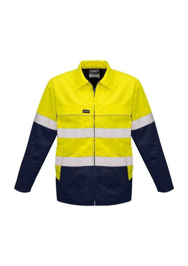 SYZMIK Men’s Hi Vis Cotton Drill Jacket ZJ590 Work Wear Syzmik Yellow/Navy XXS 