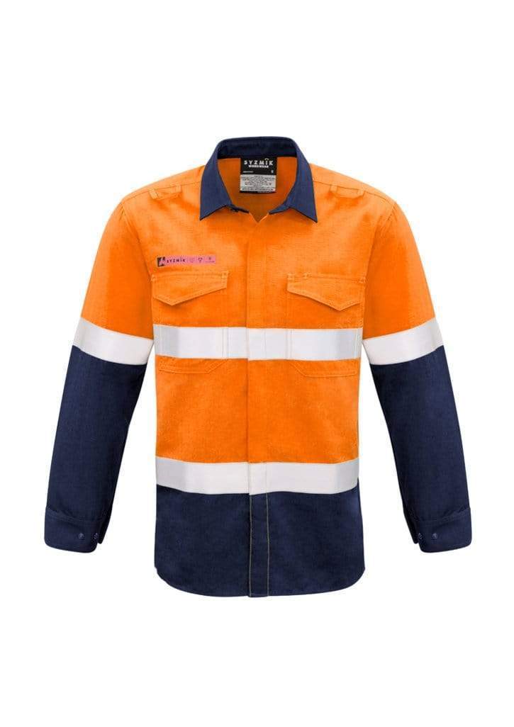 SYZMIK Men’s Hoop Taped Spliced Shirt ZW132 Work Wear Syzmik Orange/Navy S 