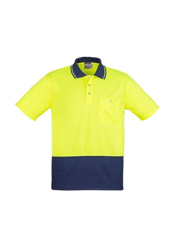SYZMIK Unisex Hi Vis Basic Spliced Polo - Short Sleeve ZH231 Work Wear Syzmik Yellow/Navy XXS 