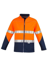 SYZMIK Unisex Hi Vis Soft Shell Jacket ZJ353 Work Wear Syzmik Orange/Navy XXS 