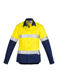 SYZMIK Women’s Hi-Vis Spliced Hoop Taped Industrial Shirt ZWL123 Work Wear Syzmik Yellow/Navy 8 