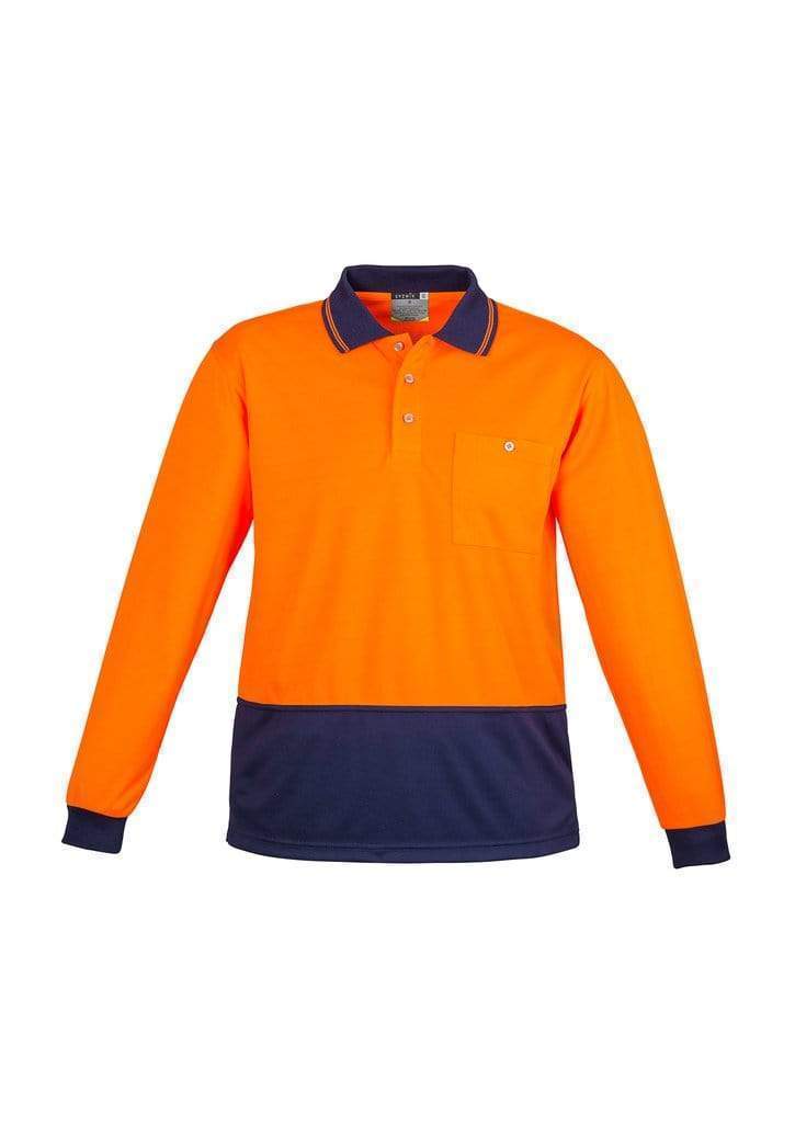 Unisex Hi Vis Basic Spliced Polo - Long Sleeve ZH232 Work Wear Syzmik Orange/Navy XXS 