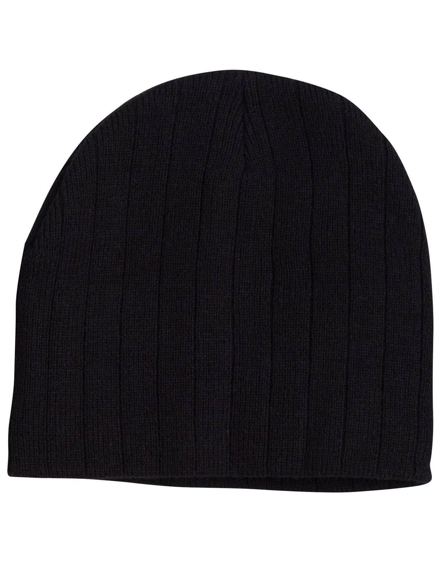 Cable Knit Beanie With Fleece Head BandCH64 Active Wear Winning Spirit Black One size 