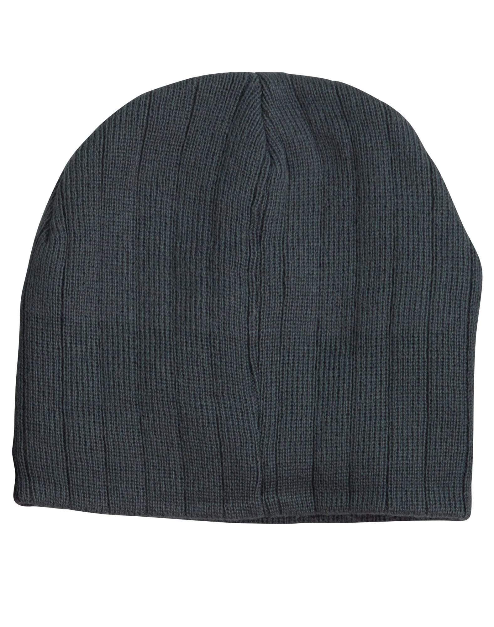 Cable Knit Beanie With Fleece Head BandCH64 Active Wear Winning Spirit Charcoal One size 