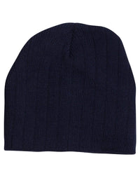Cable Knit Beanie With Fleece Head BandCH64 Active Wear Winning Spirit Navy One size 